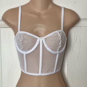 New KikiRiki Fishnet Cage Bustier Top White Small
